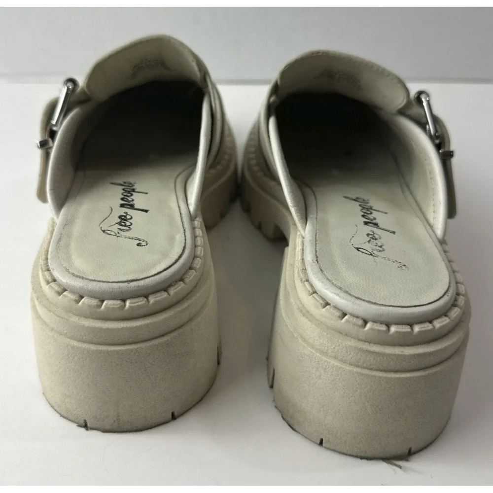 Free People Buckle Lyra Lug Loafers Slip On Beige Chunky Shoe Womens 37 US 6 - 7 - Picture 14 of 16